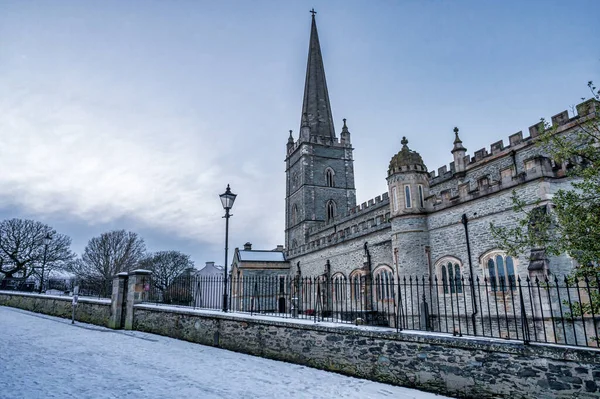 Derry Norther Ireland Jan 2021 Columb Cathedral Derry Walls Winter — стоковое фото