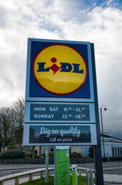 Limavady, Kuzey İrlanda 6 Şubat 2021 Lidl 'in Limavady' deki işareti