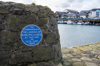 Carrickfergus, Kuzey İrlanda 21 Şubat 2021 Carrickfergus Kuzey İrlanda 'daki Normand Kalesi' nde Kral III.