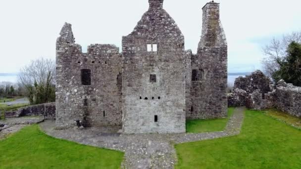 Castillo Tully Irlanda Del Norte Feb 2021 Vídeo Aéreo Las — Vídeo de stock