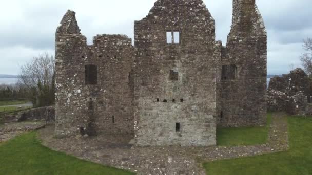 Château Tully Irlande Nord Février 2021 Vidéo Aérienne Des Ruines — Video