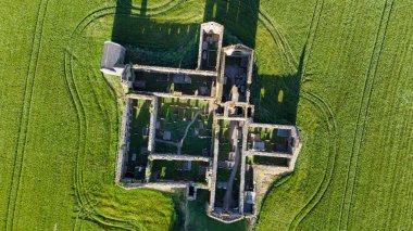 İrlanda 'nın Cork ilçesindeki Kilcrea Friary kalıntılarının hava manzarası