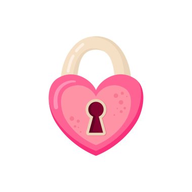 Kalp kilidi, asma kilit. Sevgililer günü teması. Karalama tarzında vektör illüstrasyonu. Aşk ikonu. Aşkın ve tutkunun sembolü. Tasarım, yazdırma, web ve mobil uygulama için öge vs..