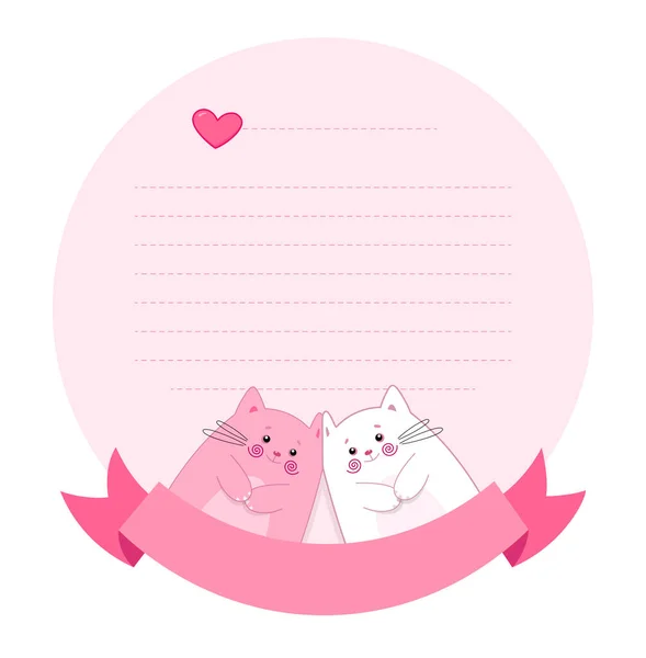 Modèle Cercle Lettre Amour Belle Liste Souhaits Mignon Avec Chat — Image vectorielle