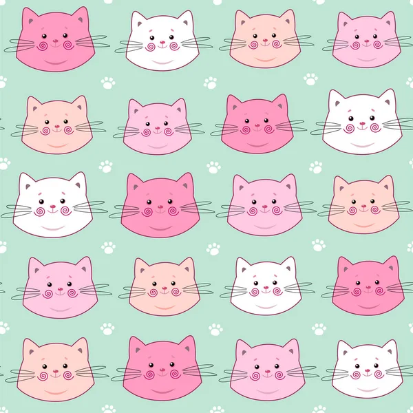 Mignon Motif Sans Couture Avec Jolis Chatons Idéal Pour Tissu — Image vectorielle