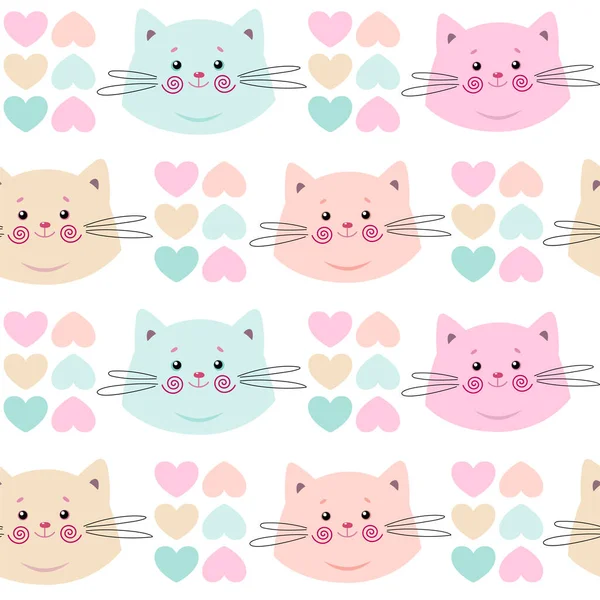 Mignon Motif Sans Couture Avec Jolis Chatons Idéal Pour Tissu — Image vectorielle