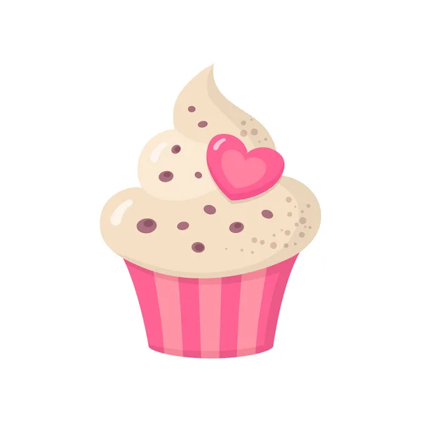 Sweet Cupcake Valentine Day Theme Vector Illustration Doodle Style Muffin — Stock Vector