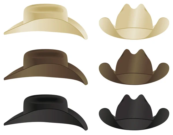 Sombrero de vaquero vistas frontales y laterales — Vector de stock