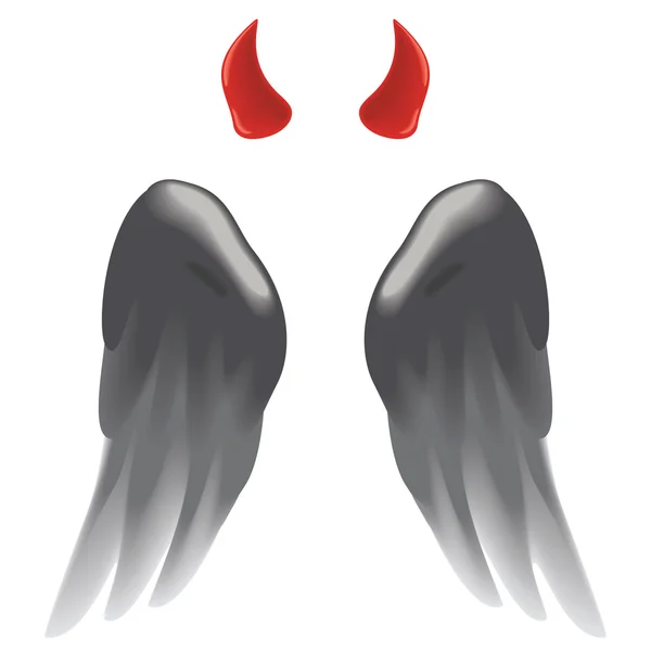 Corna e ali del diavolo — Vettoriale Stock