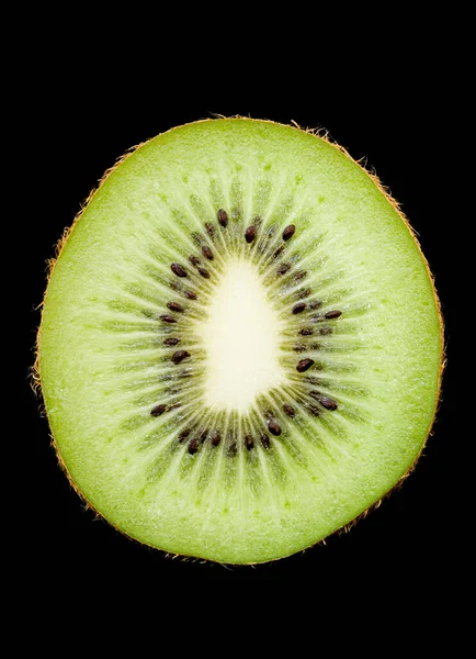 Kiwi Ovoce Maso Kiwifruit Čínské Angrešt Berry Izolované Černém Pozadí — Stock fotografie