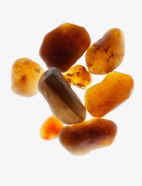 Natural Stone Golden Glow Stones White Background — 스톡 사진