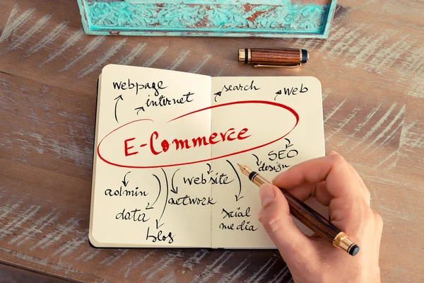 Handwritten text E-COMMERCE — Stock Photo, Image