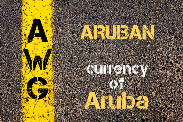 Acronym AWG - Aruban, currency of Aruba — Zdjęcie stockowe