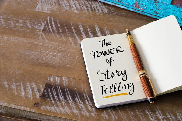 Handwritten text THE POWER OF STORY TELLING — 图库照片