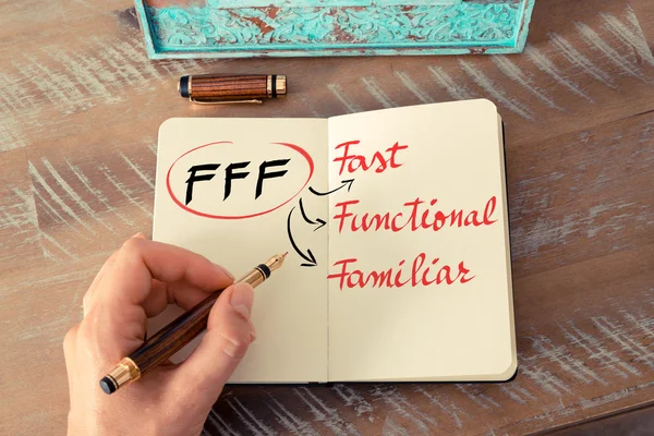 Acrónimo de negocio FFF as Fast, Functional, Familiar — Foto de Stock