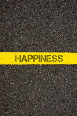 Yol kelime mutluluk ile sarı çizgi çizgi