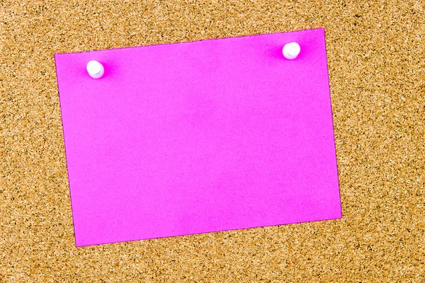 Blank paper note pinned on cork board — Stock Photo, Image