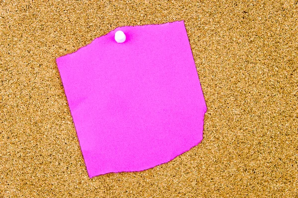 Blank paper note pinned on cork board — Stock Photo, Image