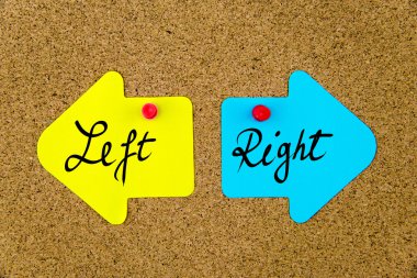 Message LEFT versus RIGHT on arrow paper notes