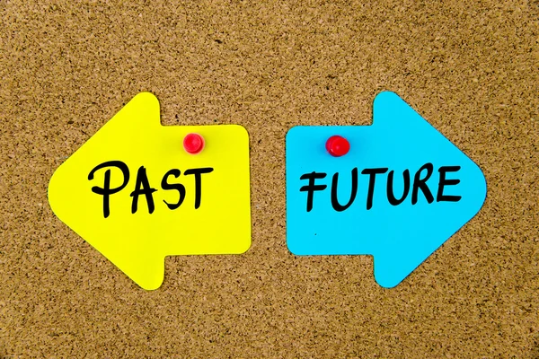 Wiadomość przeszłość kontra przyszłość na papierze strzałowym notatki — Zdjęcie stockowe