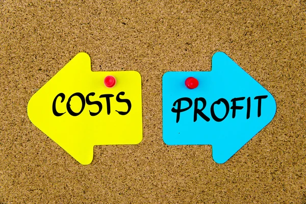 Message COSTS versus PROFIT on arrow paper notes — Stock Photo, Image