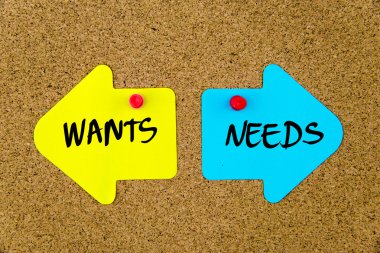 İleti Ok kağıt notlarında İhtiyaçlara karşı İstiyor