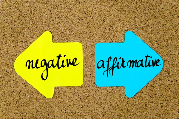 Mensaje Negativo versus Afirmativo — Foto de Stock