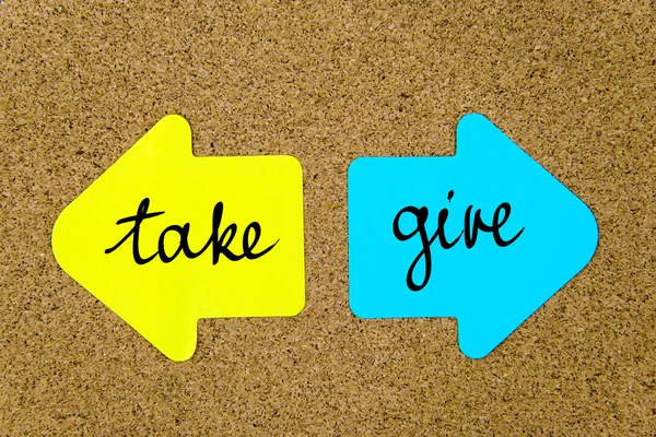 Mensaje Take versus Give — Foto de Stock