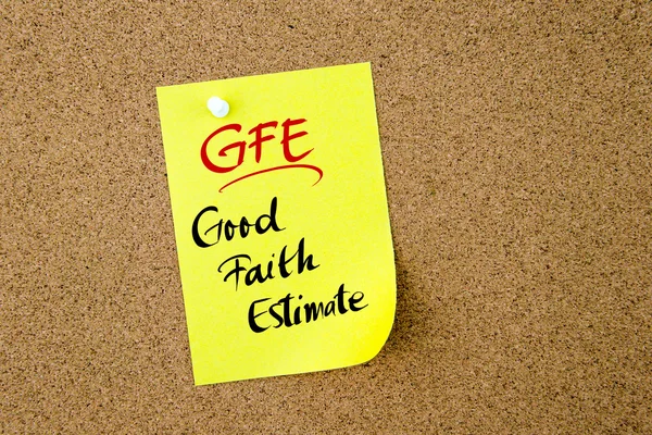 Acrónimo de negócio GFE Good Faith Estimate — Fotografia de Stock