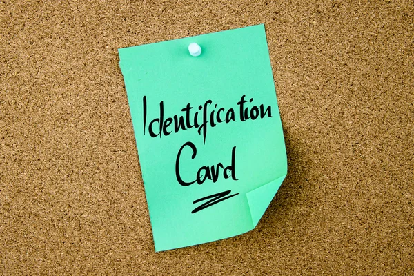 Kimlik kartı yeşil kağıt kayda göre yazılmış 