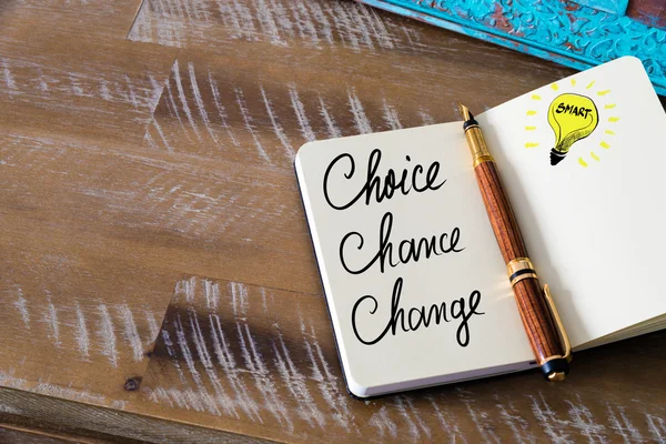 Handwritten text Choice, Chance, Change — Stock Photo, Image