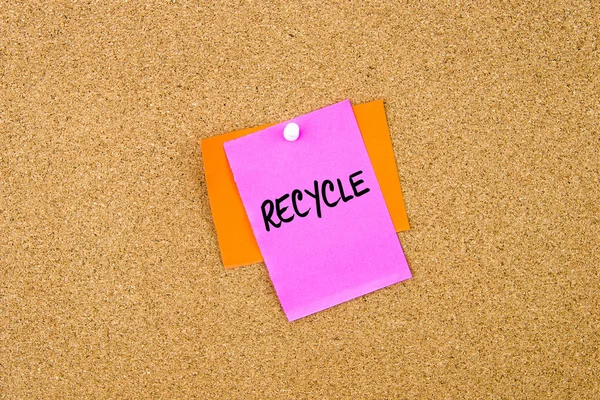 Recycle geschreven op papier opmerking — Stockfoto