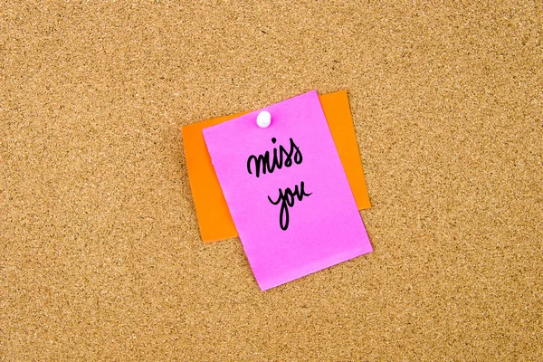 Miss You written on paper note — Stock Photo, Image