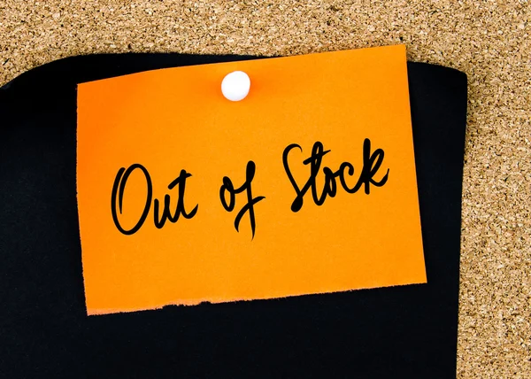 Out Of Stock written on orange paper note — Stockfoto