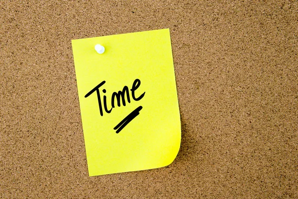 Time written on yellow paper note — Stock Photo, Image