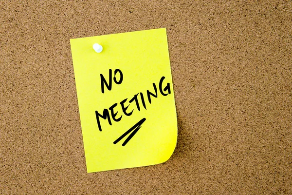 No Meeting written on yellow paper note — Stock Photo, Image