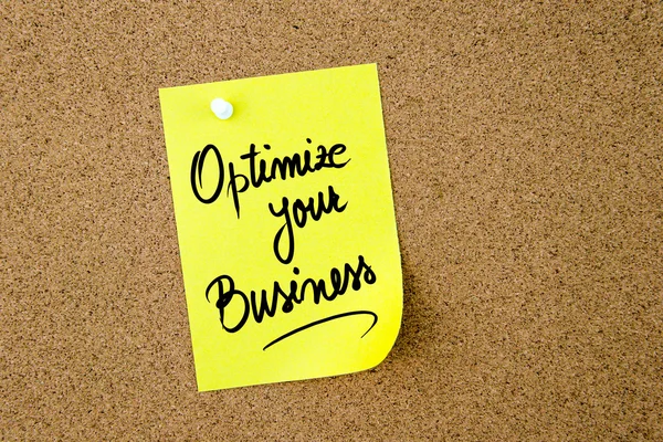 Zoptymalizować Twój biznes na żółtym papierze Uwaga — Zdjęcie stockowe