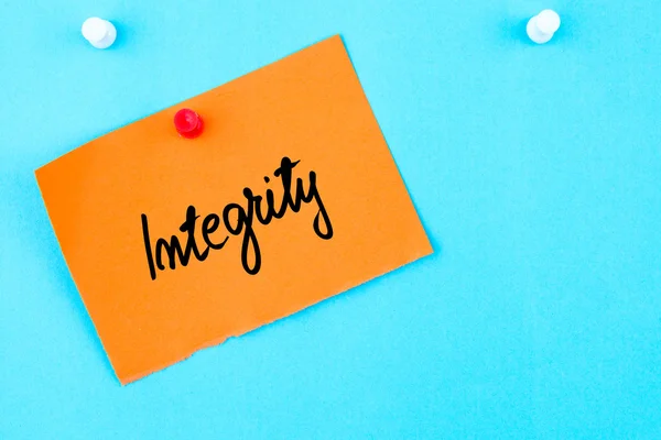 Integrity written on orange paper note — Stock Photo, Image