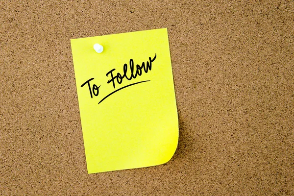 To Follow written on yellow paper note — Stock Photo, Image