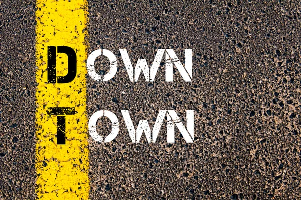 Imagem de conceito de negócio Acrónimo DT Down Town — Fotografia de Stock