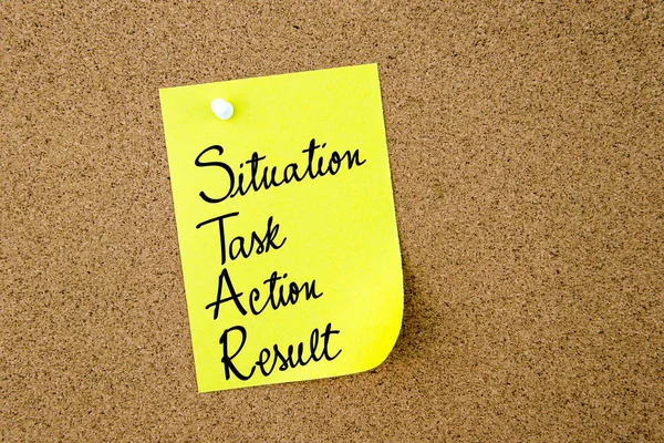 STAR as Situation, Task, Action, Result written on yellow paper note — Stock Photo, Image