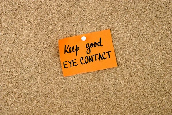 Keep Good Eye Contact written on orange paper note — Stock Photo, Image