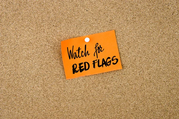 Watch For Red Flags written on orange paper note — Stock Photo, Image