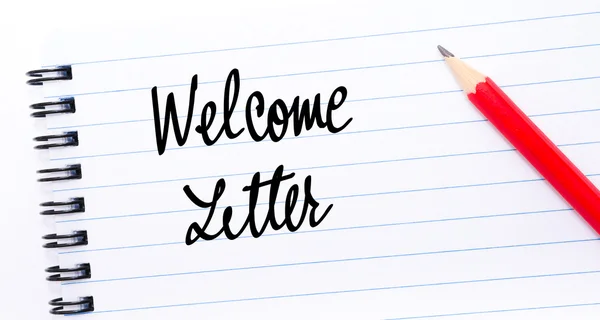 Welcome Letter written on notebook page — Stock Photo, Image