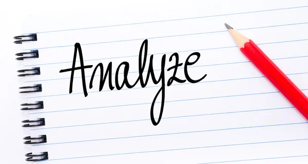 Analyze written on notebook page — Stock Photo, Image
