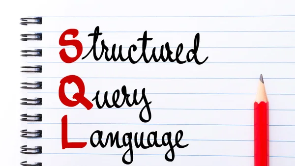 Structured Query Language SQL geschreven op laptop — Stockfoto