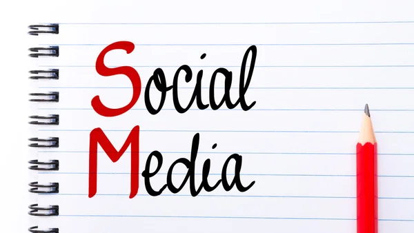 SM Social Media written on notebook page — Stock Photo, Image