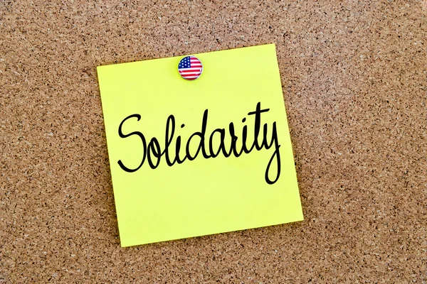 Written text Solidarity over yellow paper note — Stock Photo, Image