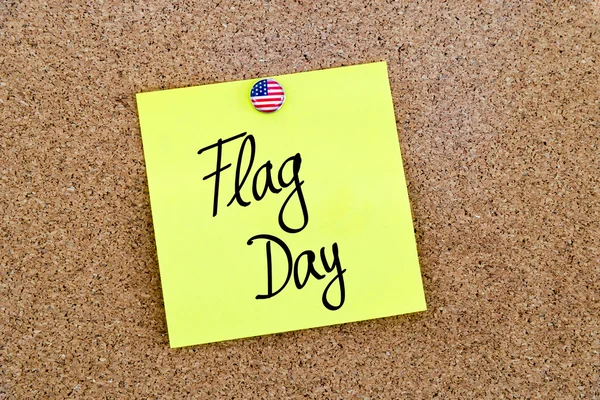 Written text Flag Day over yellow paper note