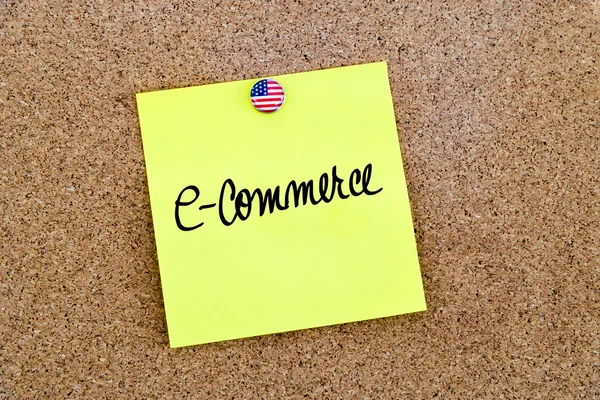 Written text E-Commerce over yellow paper note — Stock Photo, Image